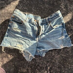 American Eagle Outfitters Light Blue Distressed Jean Shorts